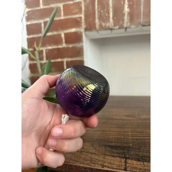 Iridescent Glass Oil Lamp with Wick - Picture 9 of 10